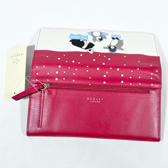 Radley London Hole Lotta Fun Wallet Large White Red Leather Flap New - Picture 4 of 12